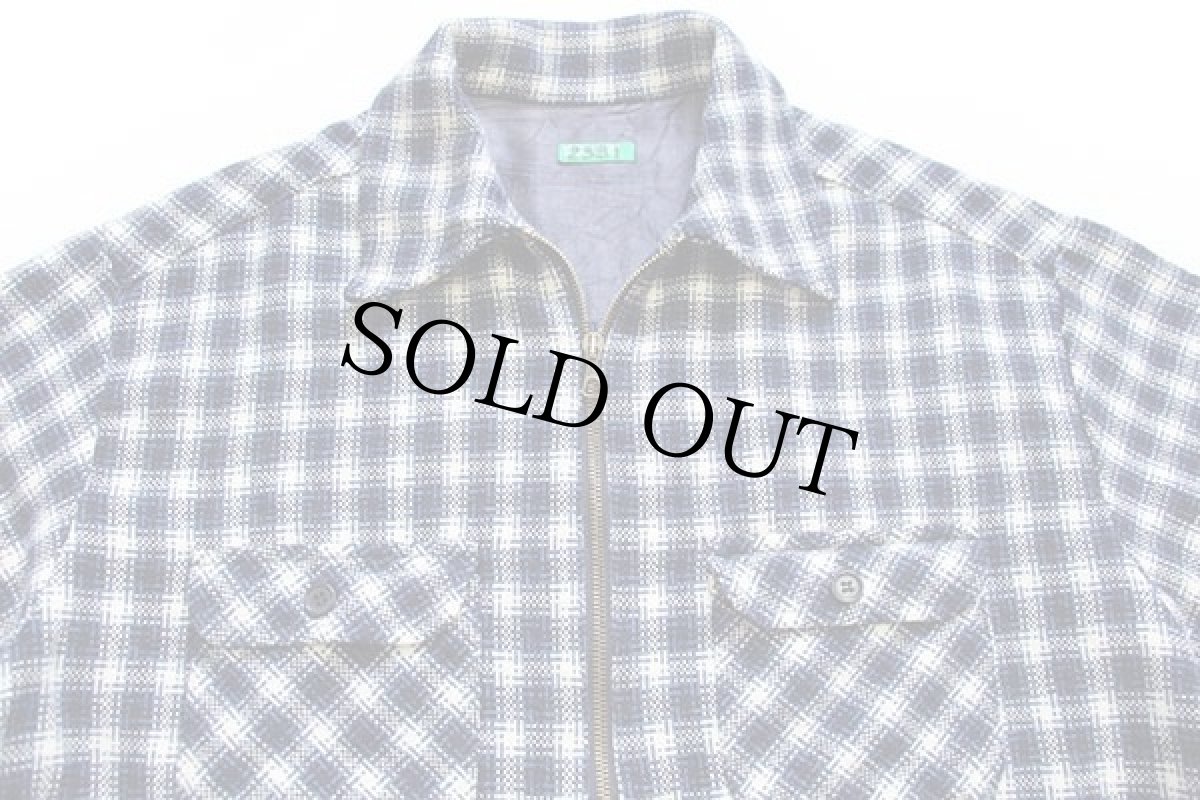 画像3: 90s BENETTONベネトン チェック フルジップ ウール混 シャツ L (3)