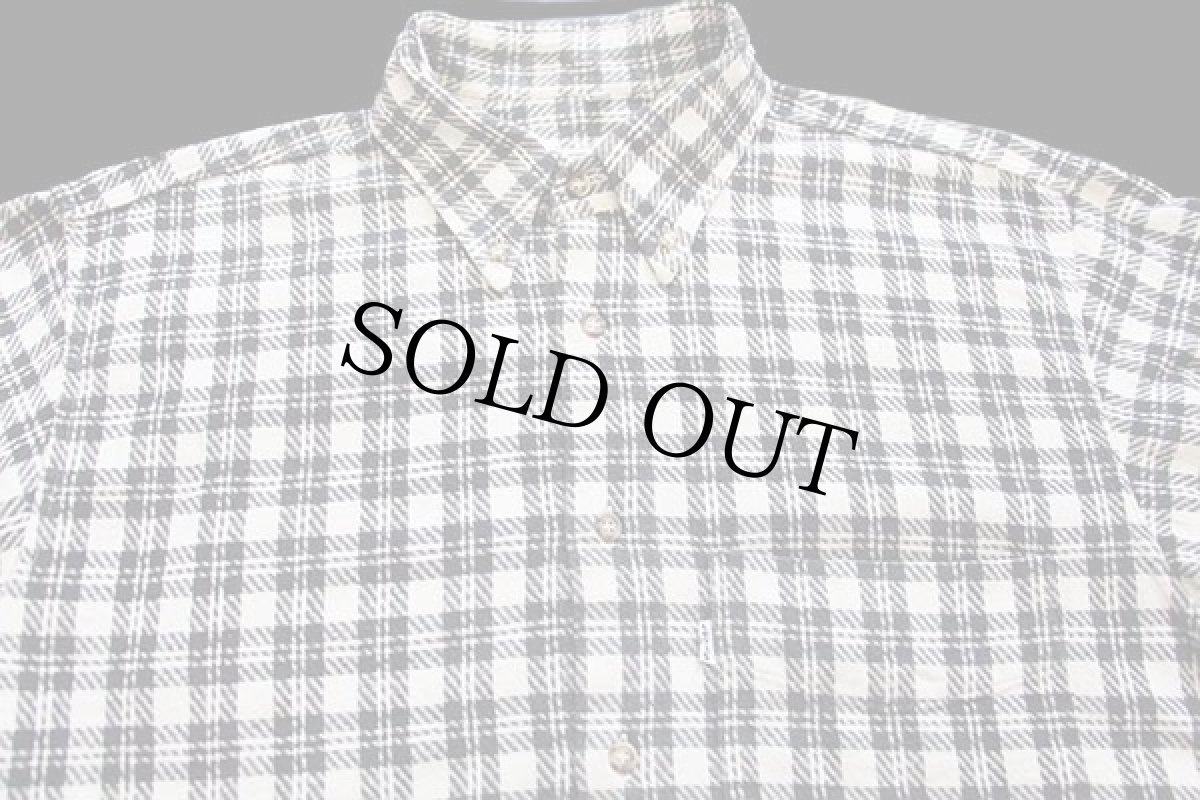 画像3: 90s Levi'sリーバイス チェック コットン フランネルシャツ オフホワイト×黒 M★ユーロ (3)