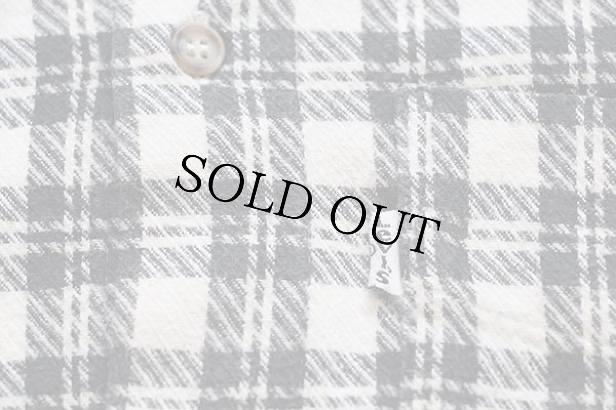 画像5: 90s Levi'sリーバイス チェック コットン フランネルシャツ オフホワイト×黒 M★ユーロ (5)