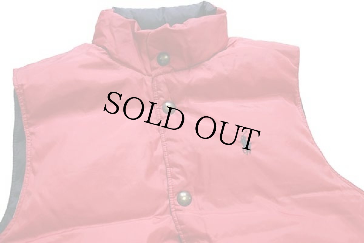 画像8: ポロ ラルフローレン ワンポイント リバーシブル ナイロン ダウンベスト 黒×赤 S (8)