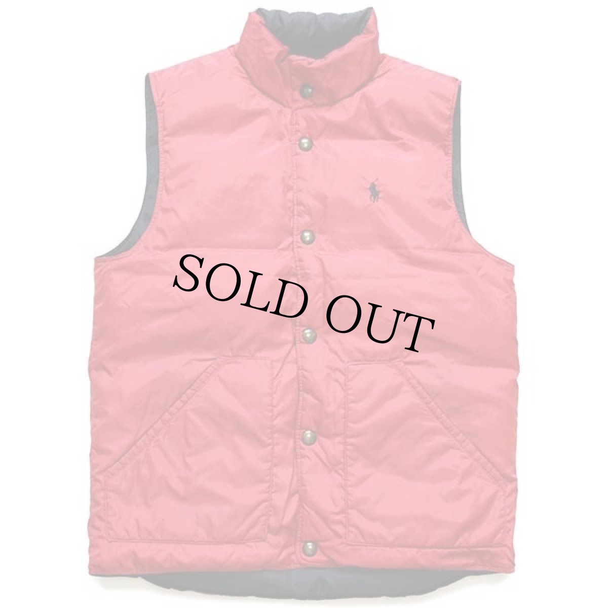 画像6: ポロ ラルフローレン ワンポイント リバーシブル ナイロン ダウンベスト 黒×赤 S (6)