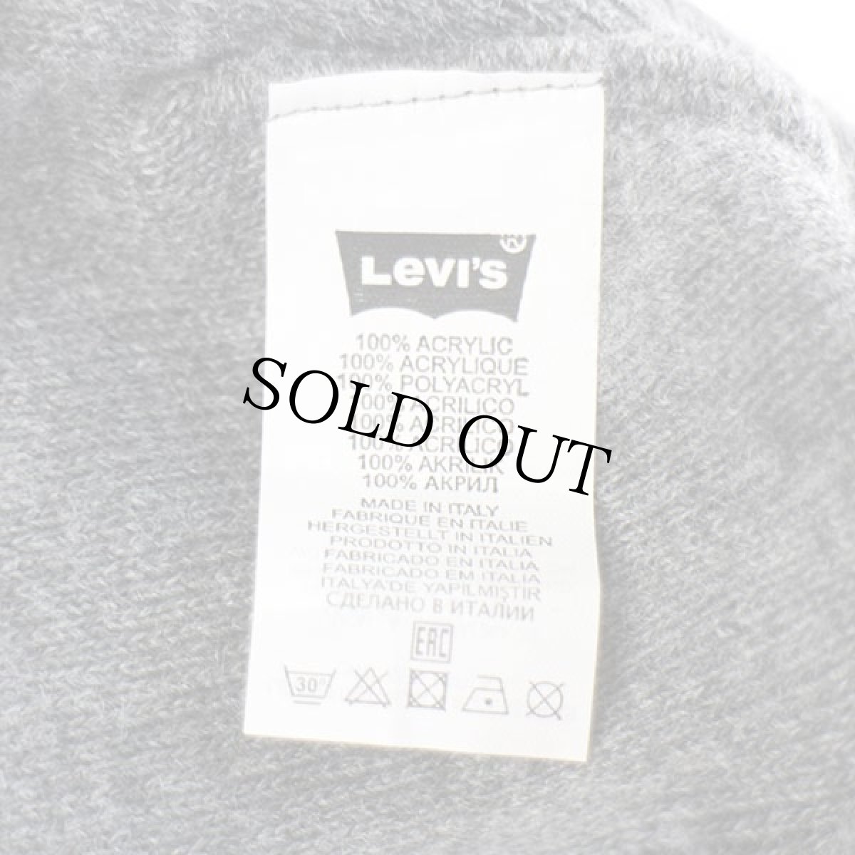 画像6: イタリア製 Levi'sリーバイス ロゴ刺繍 アクリル ニットキャップ 杢グレー★ニット帽 ユーロ (6)