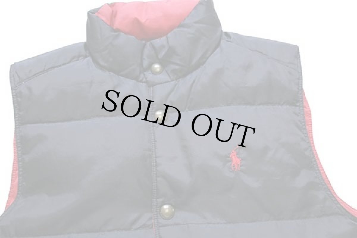 画像3: ポロ ラルフローレン ワンポイント リバーシブル ナイロン ダウンベスト 黒×赤 S (3)