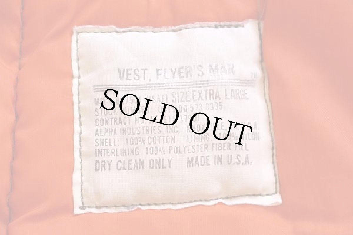 画像4: 80s USA製 ALPHAアルファ ウッドランドカモ スタンドカラー パッチ付き 中綿入り コットン フライトベスト XL (4)