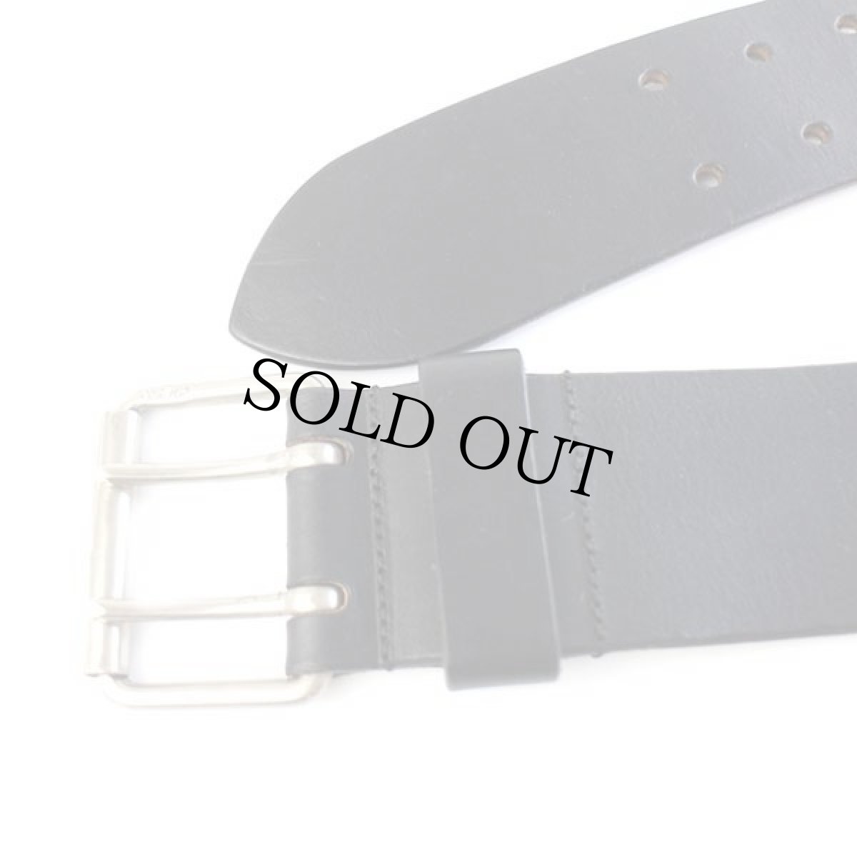 画像2: USA製 ラルフローレン ダブルホール 太レザーベルト ブラック M★1475 (2)