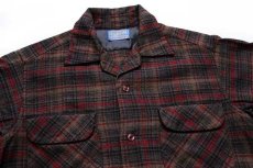 画像3: 60s PENDLETONペンドルトン チェック ウール オープンカラーシャツ S (3)