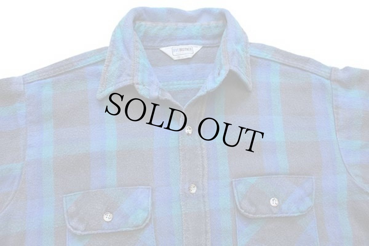 画像3: 80s USA製 FIVE BROTHERファイブブラザー チェック コットン フランネルシャツ L (3)