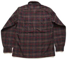 画像2: 60s PENDLETONペンドルトン チェック ウール オープンカラーシャツ S (2)