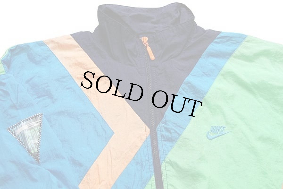 画像3: 90s NIKEナイキ マルチカラー アシンメトリー ナイロンジャケット 蛍光 L (3)