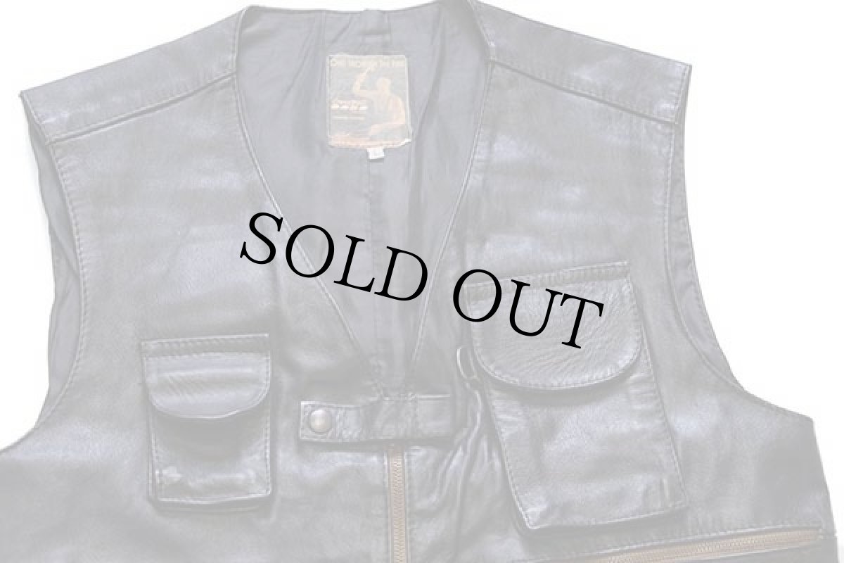 画像3: 90s イタリア製 OverPell ワーク レザーベスト 焦げ茶 L (3)