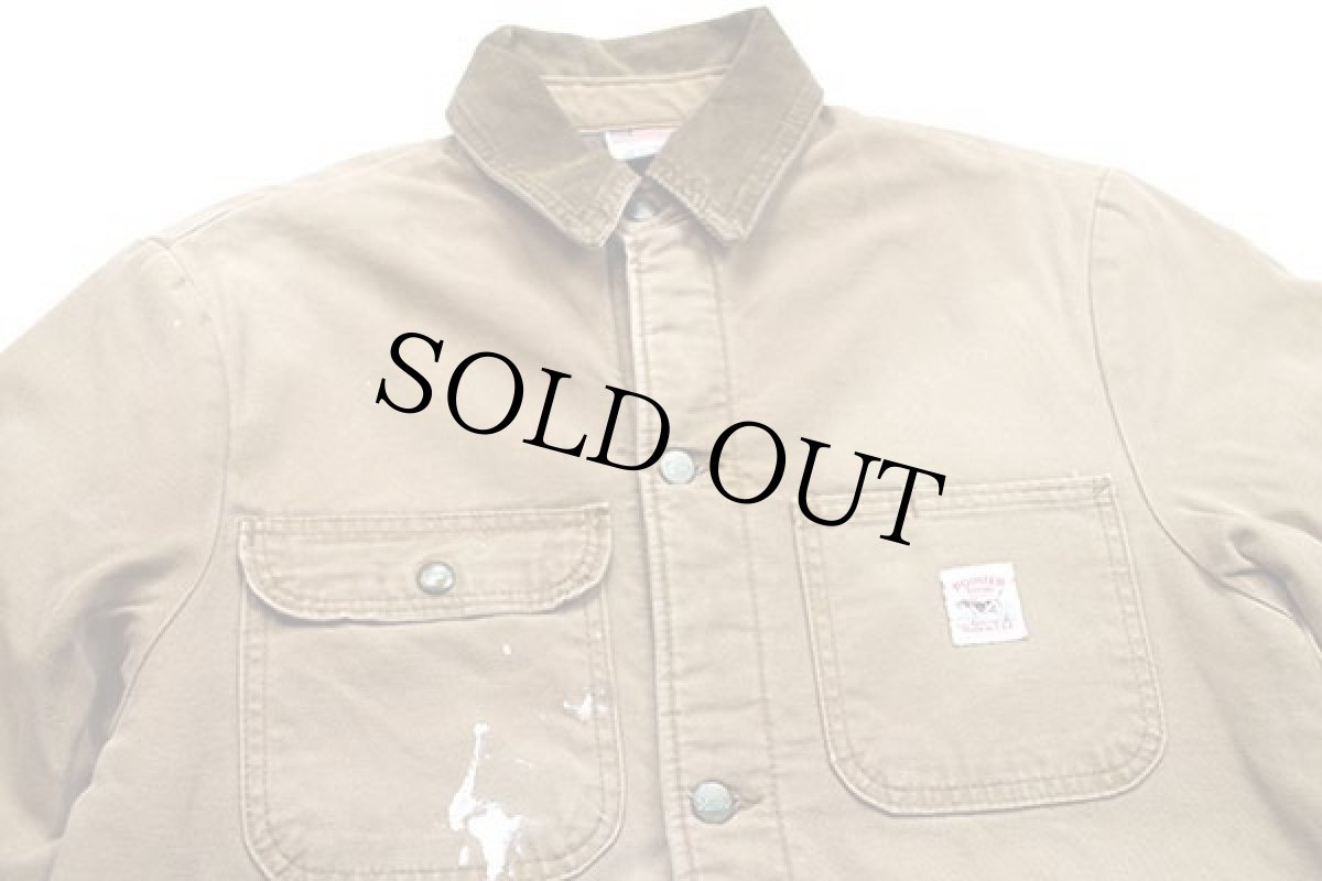 画像3: USA製 POINTERポインター ブランケットライナー ダック地 カバーオール ペンキ飛び 茶 S (3)