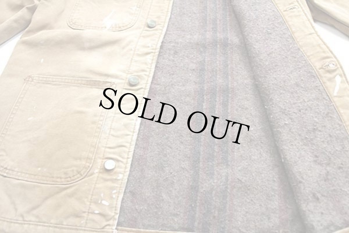 画像6: USA製 POINTERポインター ブランケットライナー ダック地 カバーオール ペンキ飛び 茶 S (6)