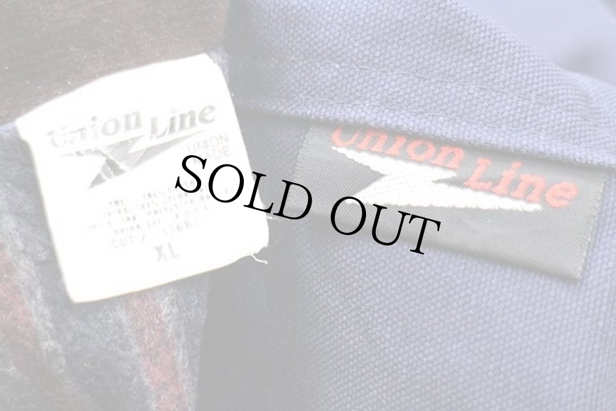 画像4: 90s USA製 Union Line Ford 刺繍入り ブランケットライナー ダック地 カバーオール 紺 XL (4)