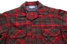 画像3: 60s PENDLETONペンドルトン チェック ウール オープンカラーシャツ S (3)