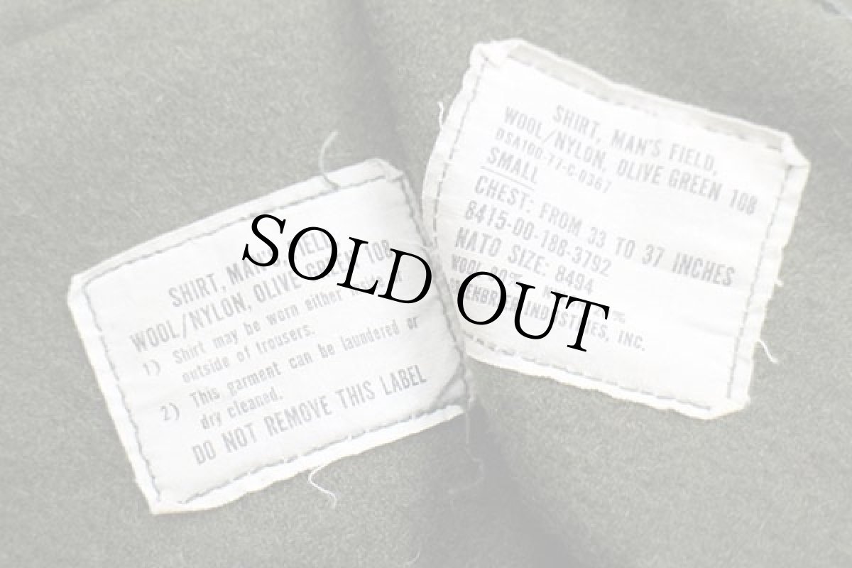 画像4: 70s 米軍 U.S.ARMY ウールシャツ オリーブグリーン S (4)