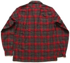 画像2: 60s PENDLETONペンドルトン チェック ウール オープンカラーシャツ S (2)
