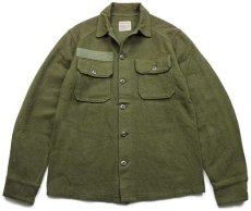 画像1: 70s 米軍 U.S.ARMY ウールシャツ オリーブグリーン S (1)