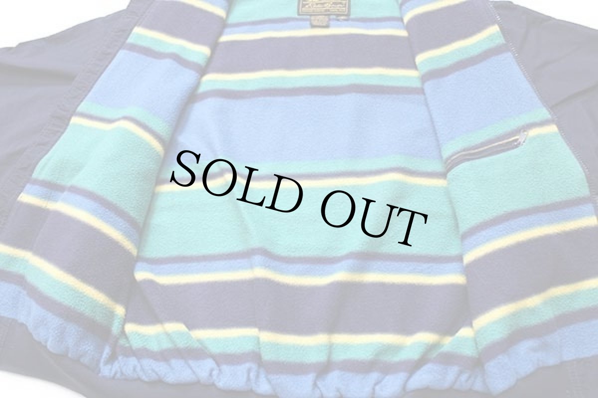 画像5: 80s USA製 EddieBauerエディーバウアー ロゴ刺繍 ラグ柄 フリースライナー ナイロンジャケット 紺 M (5)