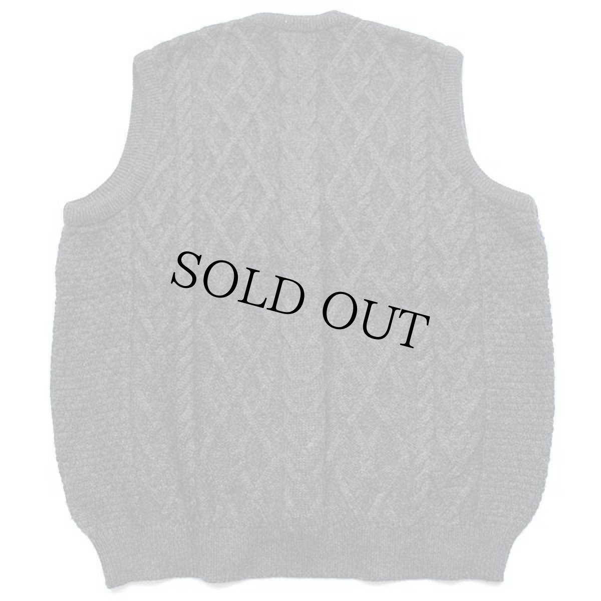 画像2: LANDHAUS ケーブル編み チロリアン ウール×アクリルニット ベスト カーディガン チャコールグレー XL (2)