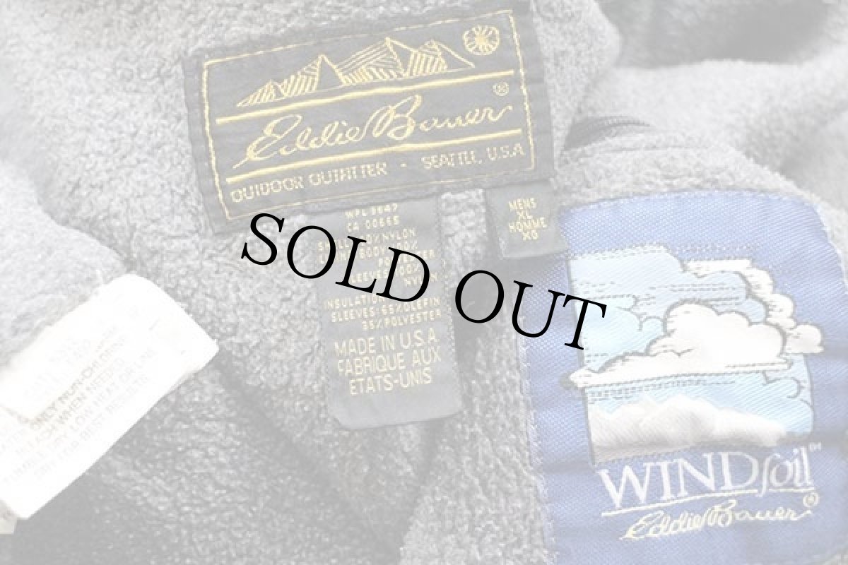 画像4: 80s USA製 EddieBauerエディーバウアー WINDfoil ロゴ刺繍 フリースライナー ナイロンジャケット 青 XL (4)