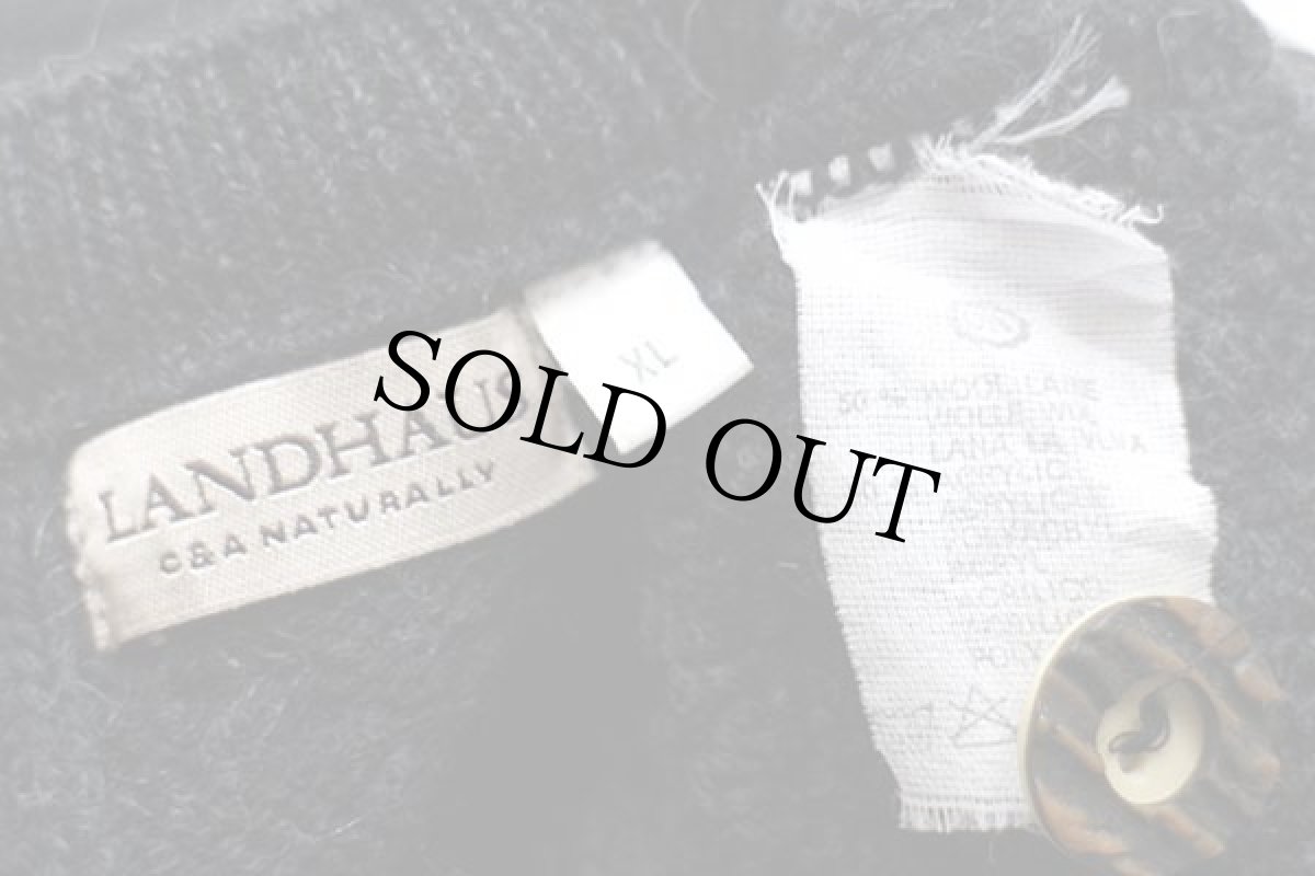 画像4: LANDHAUS ケーブル編み チロリアン ウール×アクリルニット ベスト カーディガン チャコールグレー XL (4)