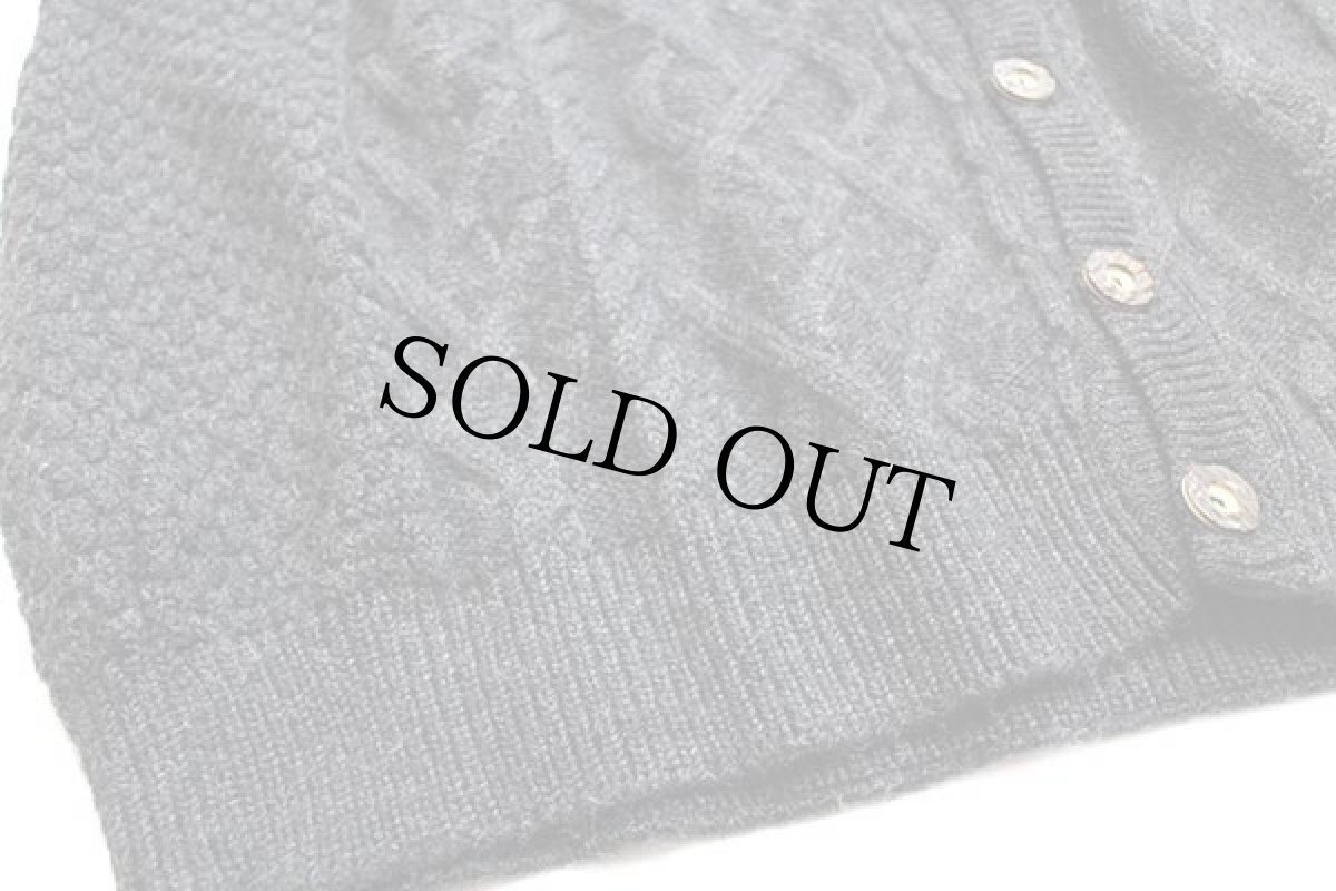 画像5: LANDHAUS ケーブル編み チロリアン ウール×アクリルニット ベスト カーディガン チャコールグレー XL (5)