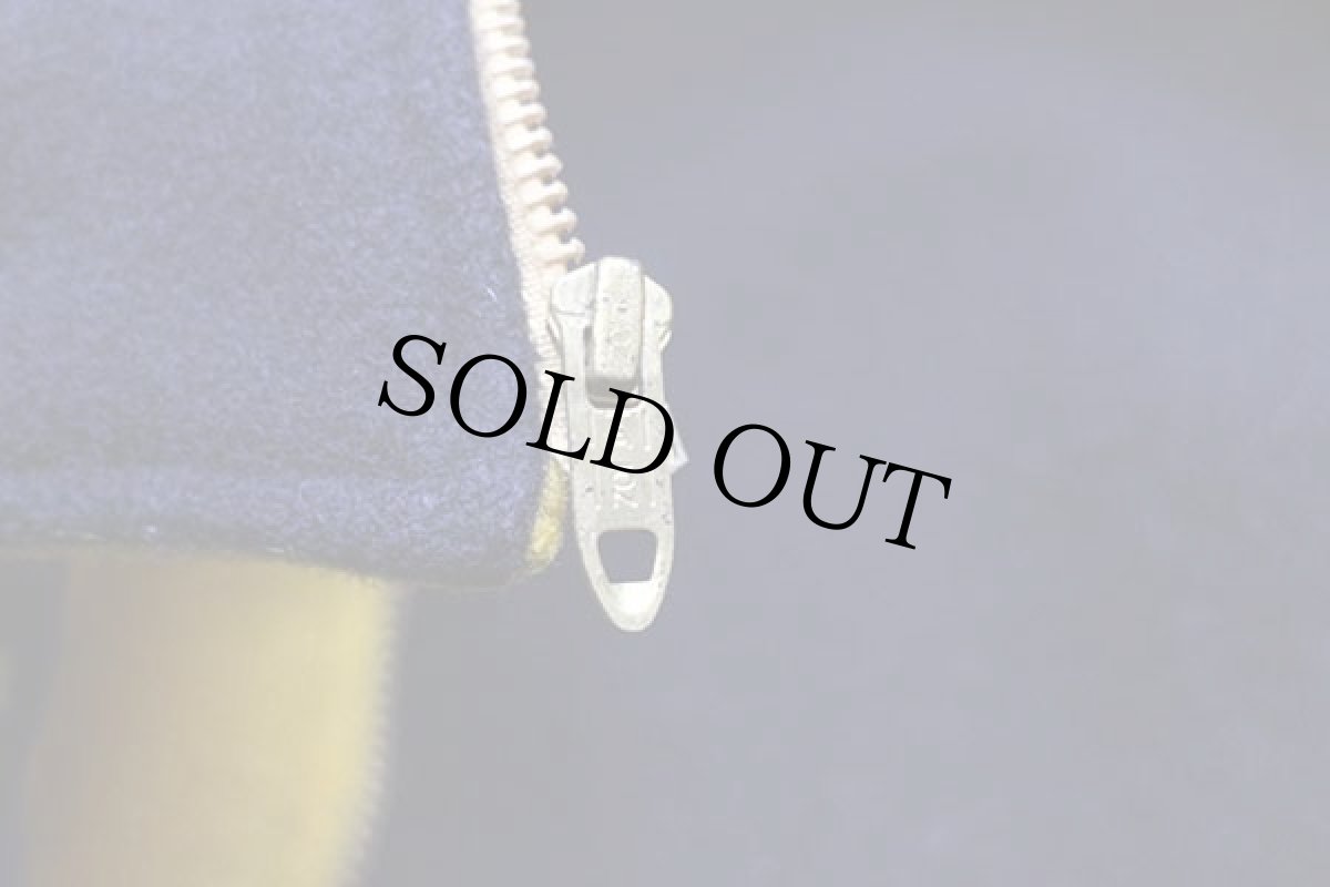 画像5: 80s TM ATHLETICS パッチ付き セーラーカラー メルトン ウール スタジャン 濃紺×濃黄 44 (5)