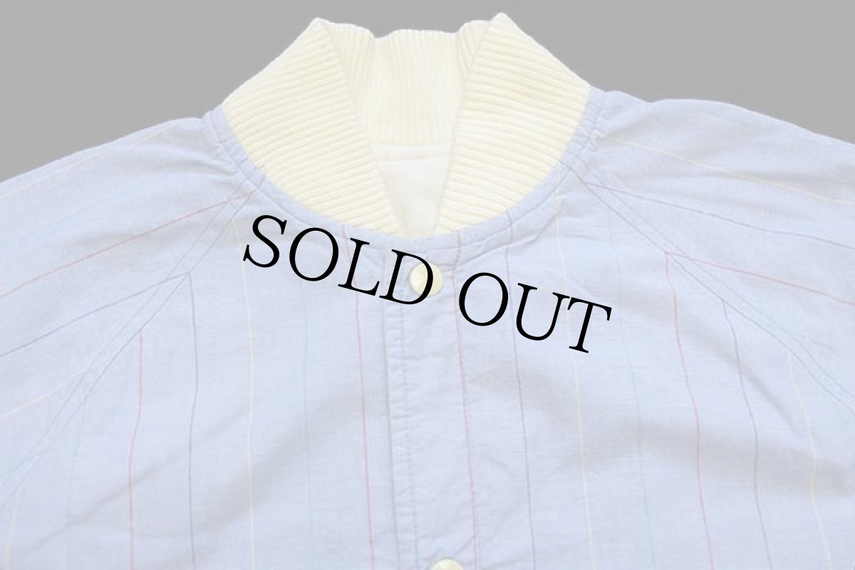 画像3: 90s FERRELL REED ストライプ×無地 HBTヘリンボーンツイル リバーシブル コットンジャケット M (3)