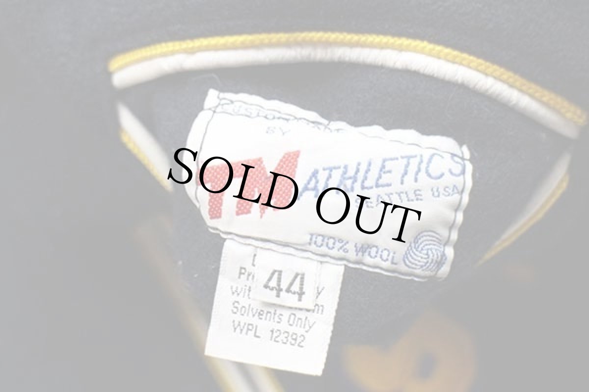 画像4: 80s TM ATHLETICS パッチ付き セーラーカラー メルトン ウール スタジャン 濃紺×濃黄 44 (4)