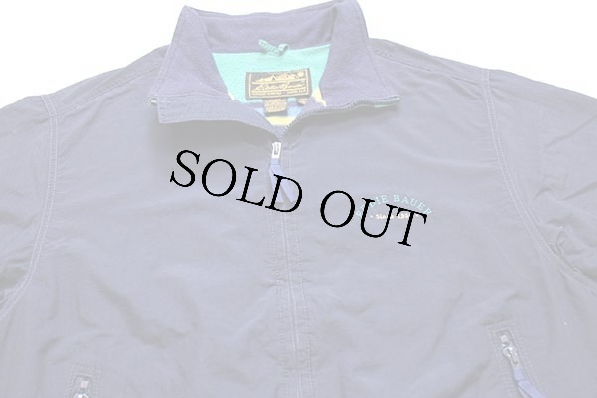 画像3: 80s USA製 EddieBauerエディーバウアー ロゴ刺繍 ラグ柄 フリースライナー ナイロンジャケット 紺 M (3)