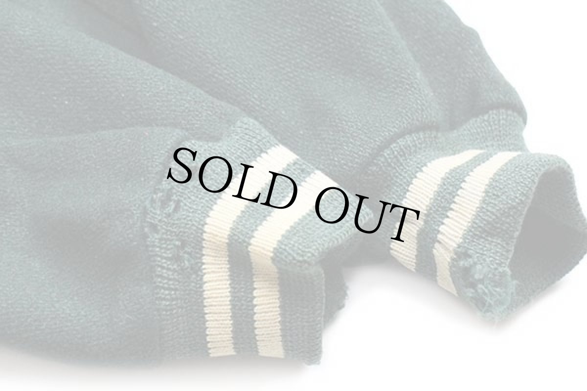 画像8: 70s MAPLE ST.CALLISTUS フェルトプリント&パッチ&チェーン刺繍 メルトン ウール スタジャン ボロ 緑 (8)