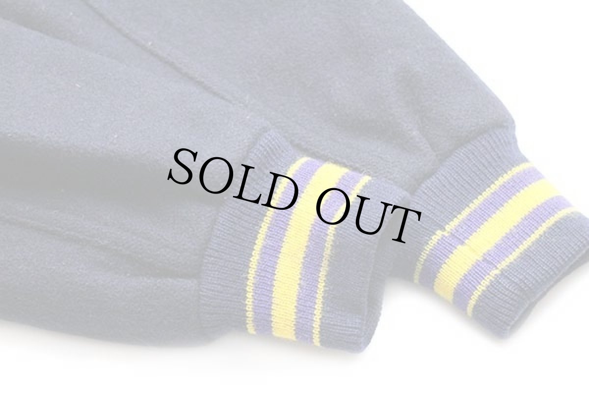 画像8: 80s TM ATHLETICS パッチ付き セーラーカラー メルトン ウール スタジャン 濃紺×濃黄 44 (8)