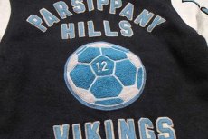 画像4: USA製 De&De PARSIPPANY HILLS VIKINGS サッカーボール パッチ付き メルトン ウール 袖革スタジャン 黒×白 (4)