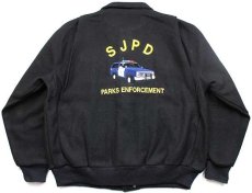 画像1: 90s USA製 SJPD PARKS ENFORCEMENT ポリスカー 刺繍 タータンチェックライナー ウールジャケット 黒 XL (1)