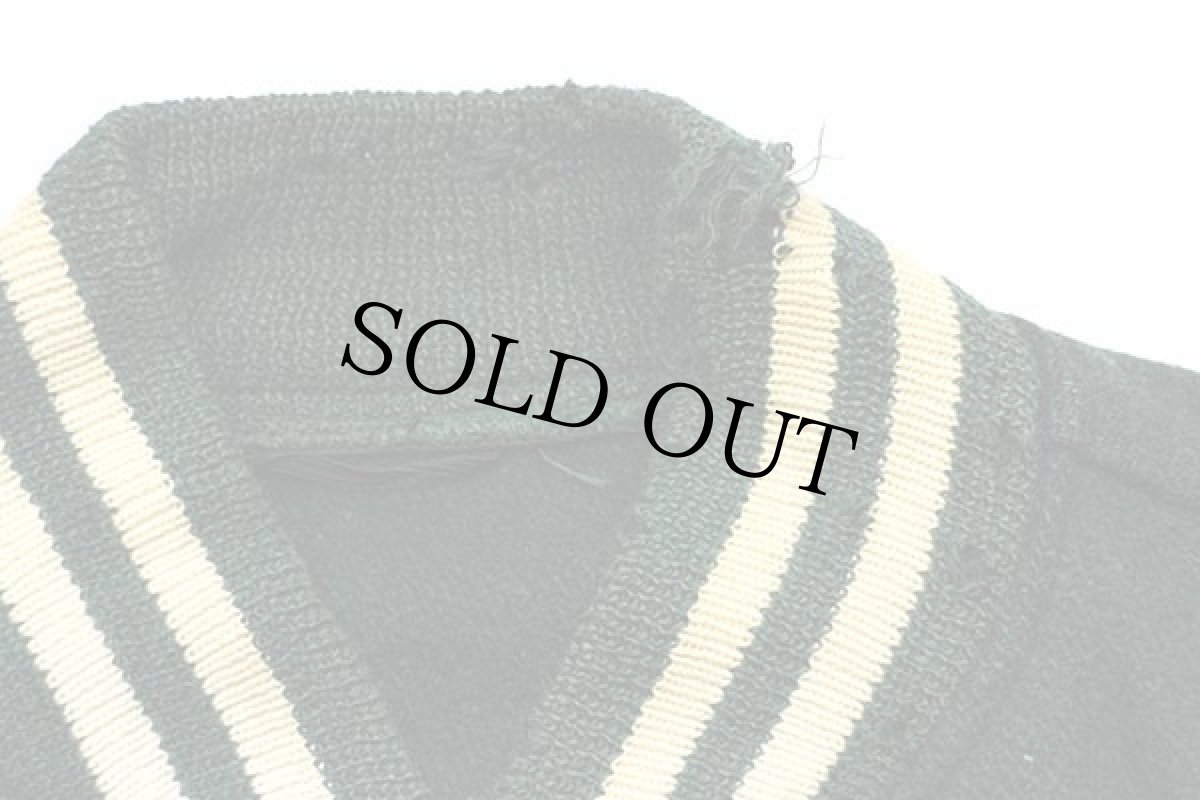 画像7: 70s MAPLE ST.CALLISTUS フェルトプリント&パッチ&チェーン刺繍 メルトン ウール スタジャン ボロ 緑 (7)