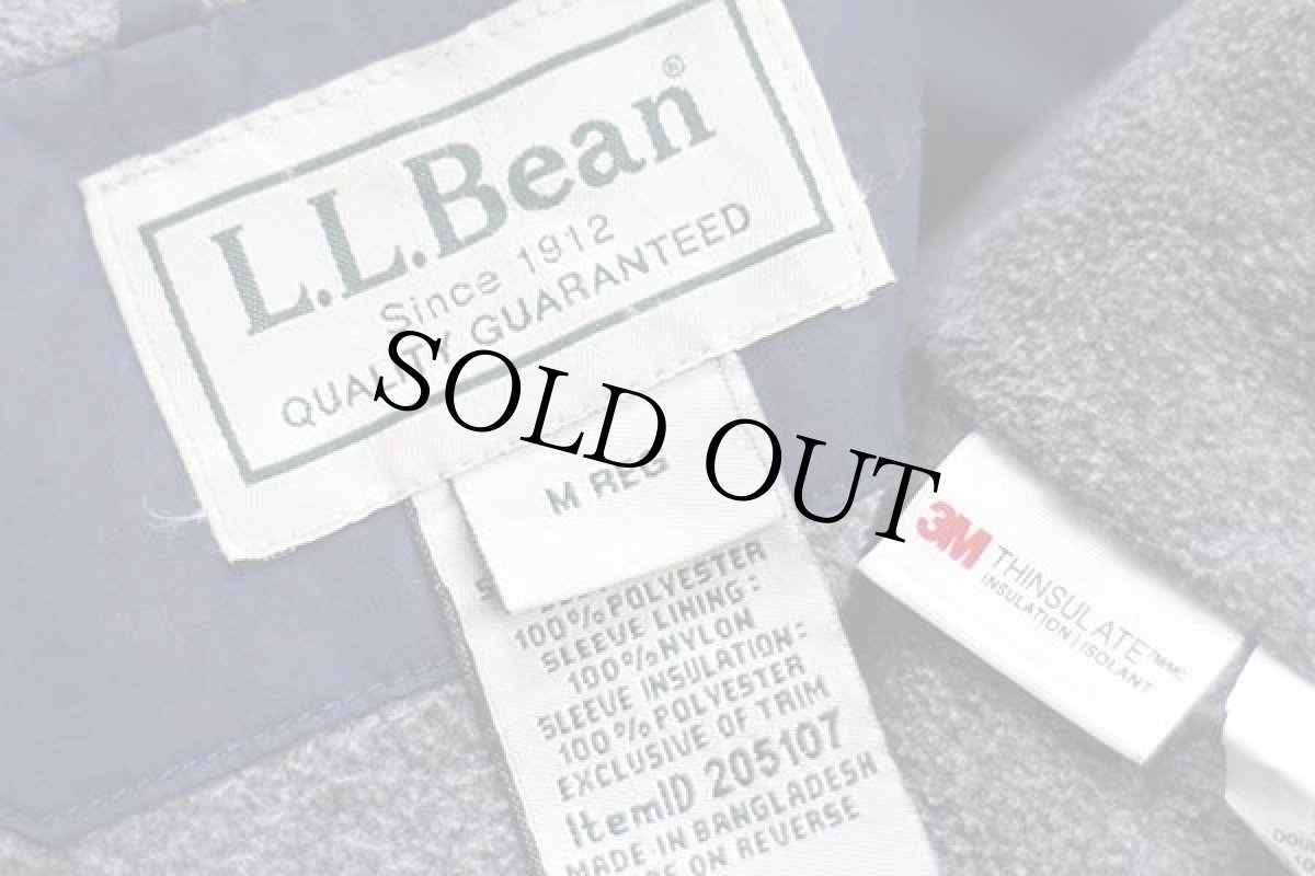 画像4: L.L.Bean ロゴ刺繍 Thinsulate フリースライナー ナイロンジャケット 紺 M (4)