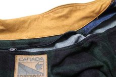画像5: 90s CANADA コンボイ トラック刺繍 ブラックウォッチ フリースライナー デニムジャケット 4ポケット XL (5)