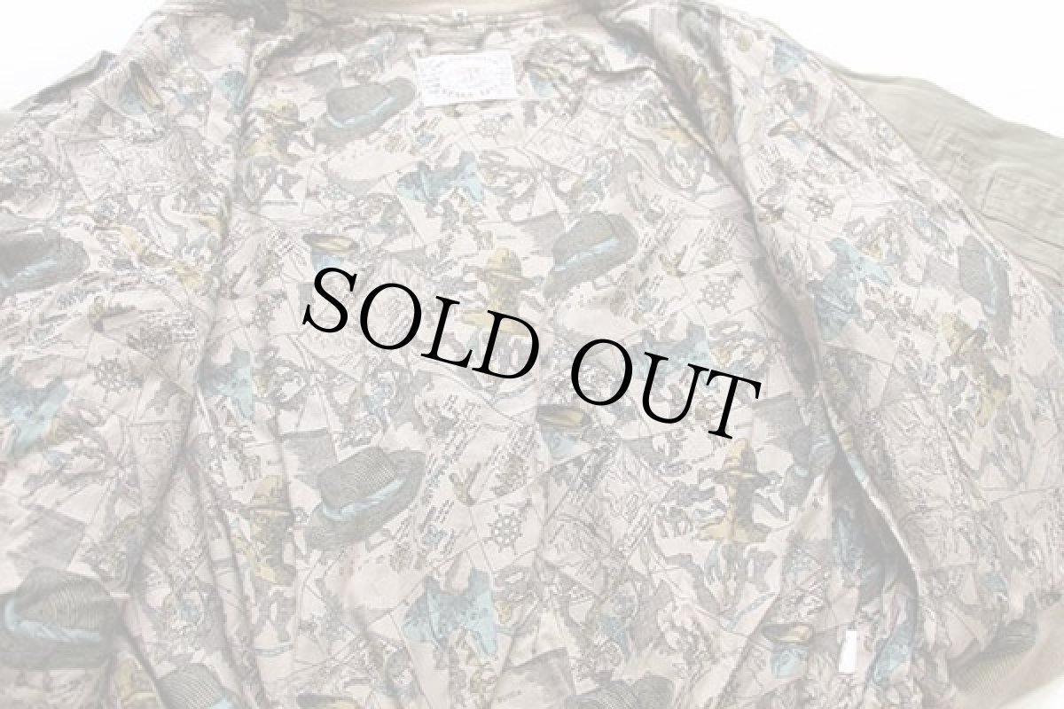 画像5: 90s THE OVERTREND STAGE LINE MA-1タイプ 総柄 ライナー コットンジャケット グレーベージュ (5)