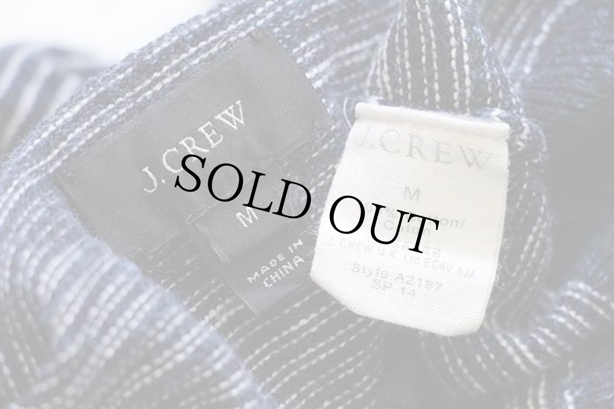 画像4: 00s J.CREW 織り柄 ボーダー コットン カットソー 紺ミックス×白 M (4)