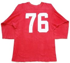 画像2: 70s USA製 Championチャンピオン MANITOBA 76 ナンバリング コットン フットボールTシャツ 赤 フェード M (2)