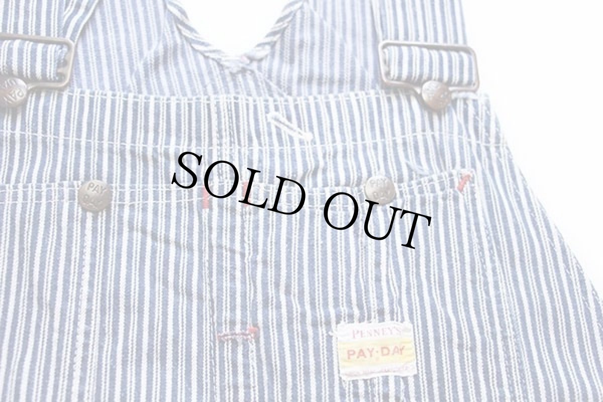 画像4: 50s USA製 PENNEY'S PAYDAY ランダムヒッコリー ストライプ オーバーオール (4)