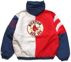 画像2: 90s STARTERスターター MLB BOSTON RED SOX 刺繍 マルチカラー プルオーバー 中綿入り ナイロンパーカー M (2)