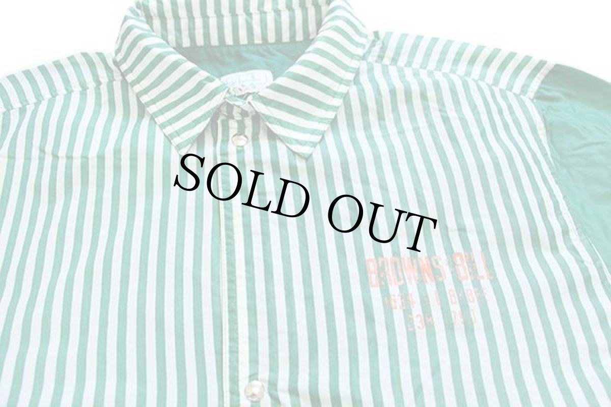 画像3: デッドストック★80s イタリア製 benettonベネトン チンスト付き ストライプ 切り替え ナイロン コーチジャケット 緑×白 48★特大 (3)