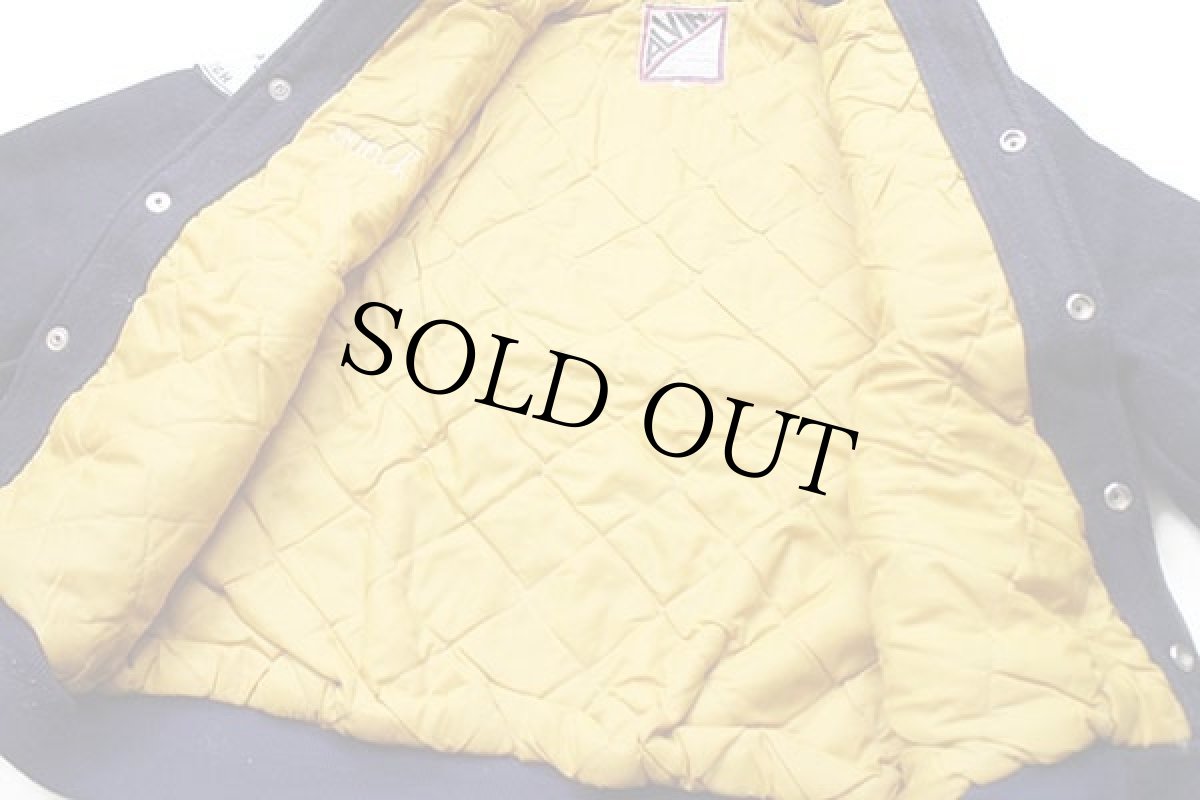 画像5: 70s ALVIN Howardチェーン刺繍 パッチ付き メルトン ウール スタジャン 紺×白 M (5)