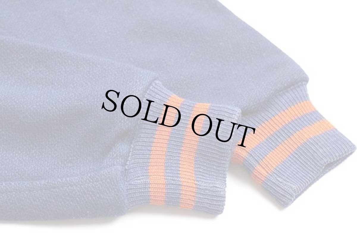 画像8: 70s BUTWINバトウィン Jerrors appleton Westチェーン刺繍 メルトン ウール スタジャン ブルー×オレンジ (8)