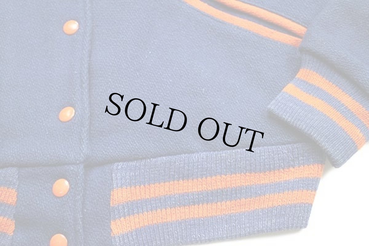 画像7: 70s BUTWINバトウィン Jerrors appleton Westチェーン刺繍 メルトン ウール スタジャン ブルー×オレンジ (7)