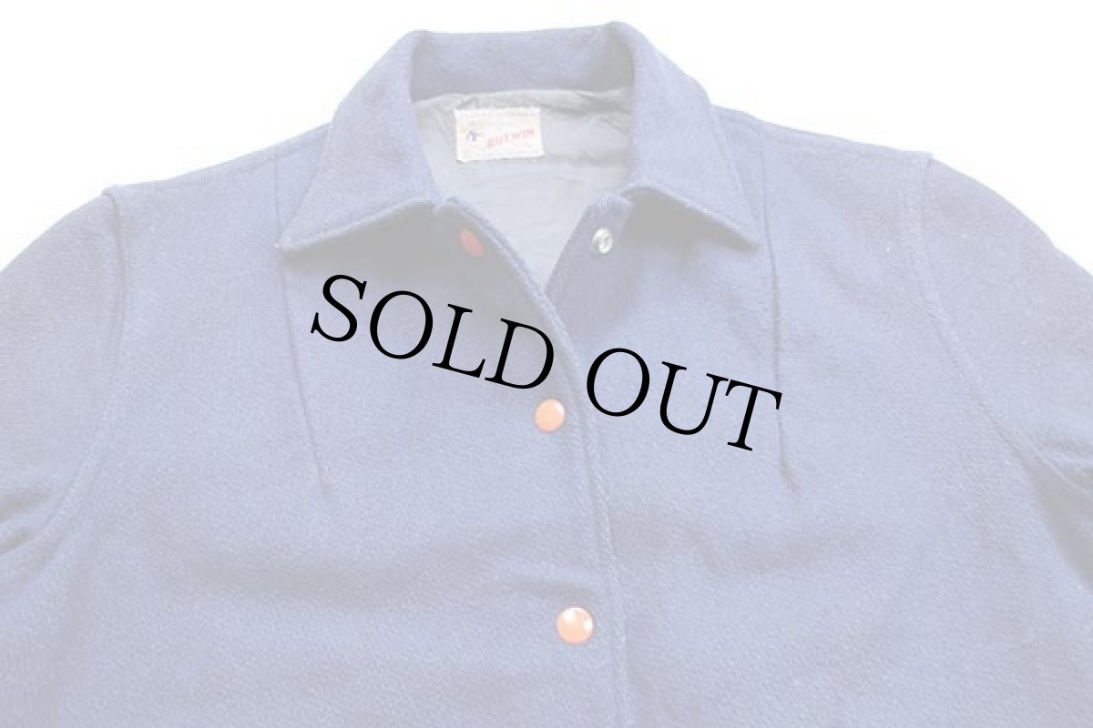 画像3: 70s BUTWINバトウィン Jerrors appleton Westチェーン刺繍 メルトン ウール スタジャン ブルー×オレンジ (3)