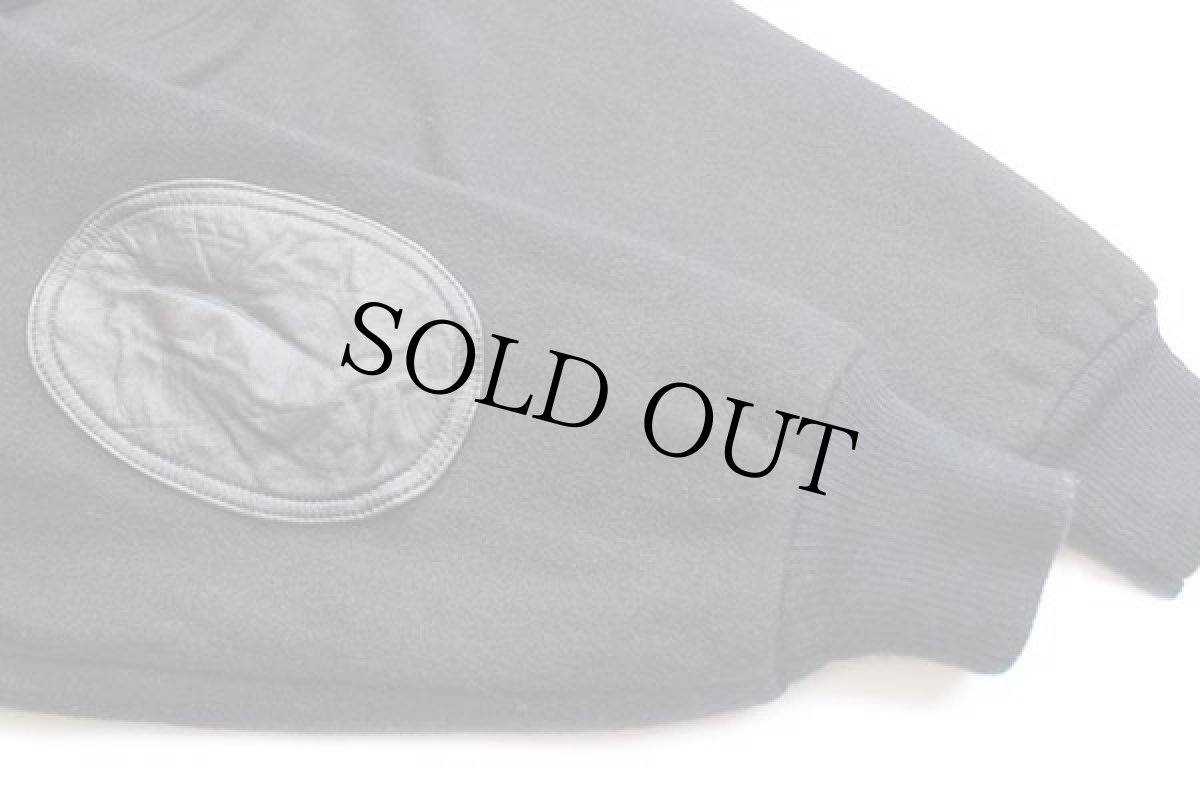 画像6: 90s カナダ製 スタンドカラー エルボーパッチ付き 中綿入り メルトン ウール スタジャン 黒 M (6)