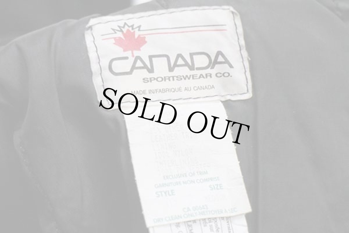 画像4: 90s カナダ製 スタンドカラー エルボーパッチ付き 中綿入り メルトン ウール スタジャン 黒 M (4)