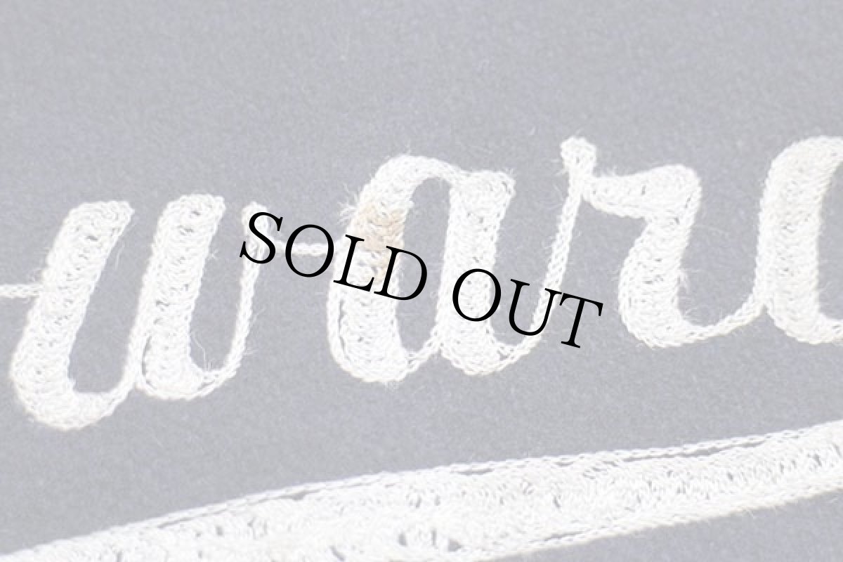 画像7: 70s ALVIN Howardチェーン刺繍 パッチ付き メルトン ウール スタジャン 紺×白 M (7)